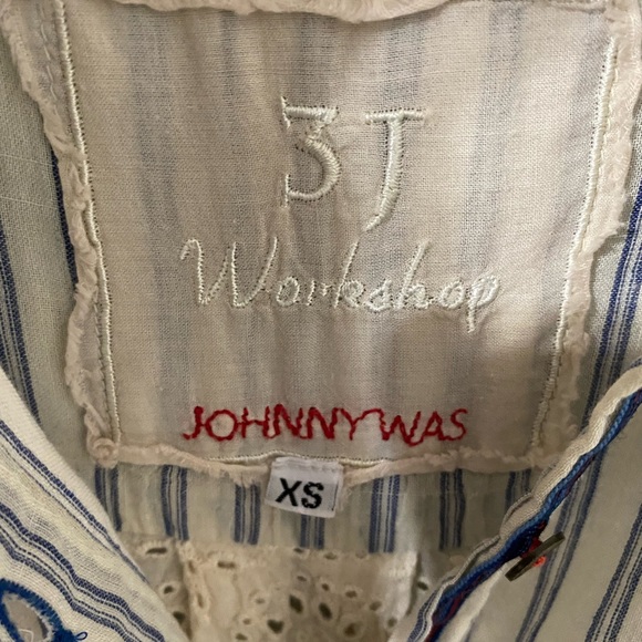 JOHNNY WAS Stunning Relaxed Button Up, Stripe Long-sleeve; Size Small - Picture 6 of 8